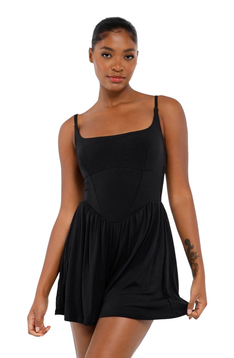 Popilush Shapewear Modal Tummy Control Wide-Leg Romper, Main, color, Midnight Black