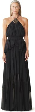 Lanvin Embroidered Dress In Silk And Charmeuse