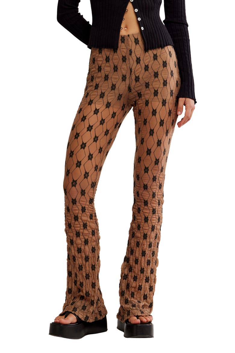 Margo Lace Overlay Flare Pants, Main, color, WOODSMOKE