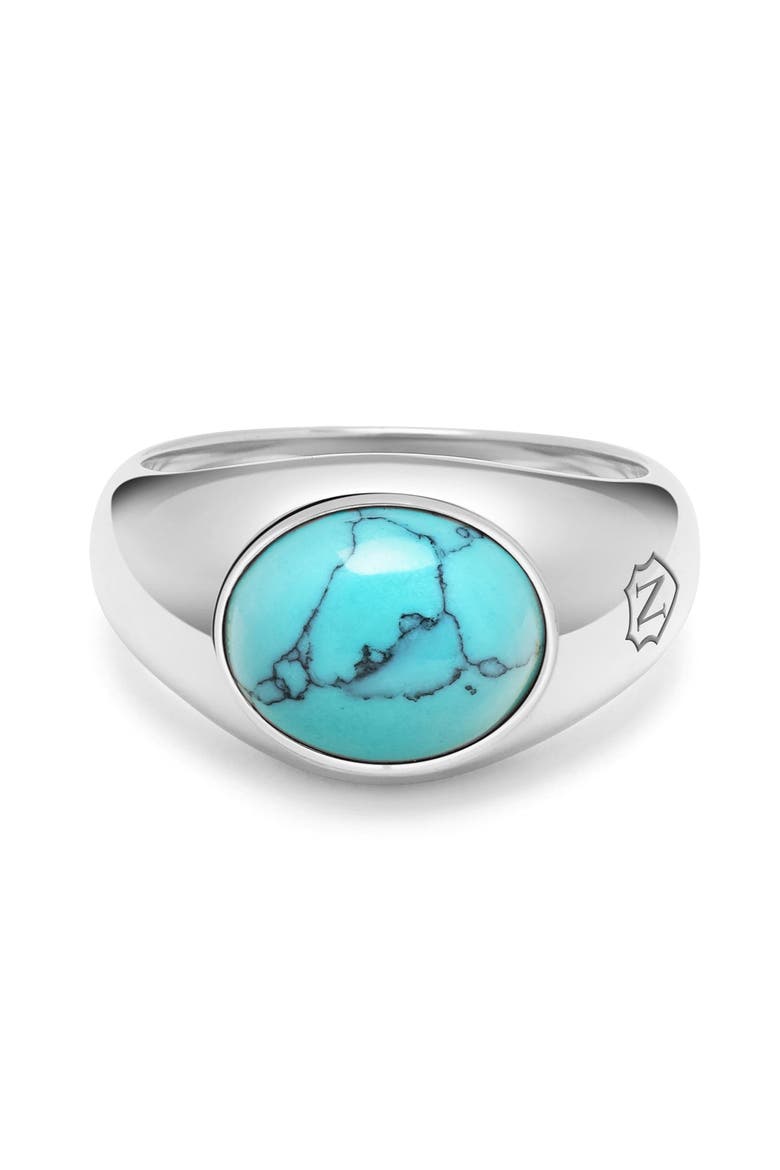 Oval Signet Ring With Stone, Main, color, Turquoise