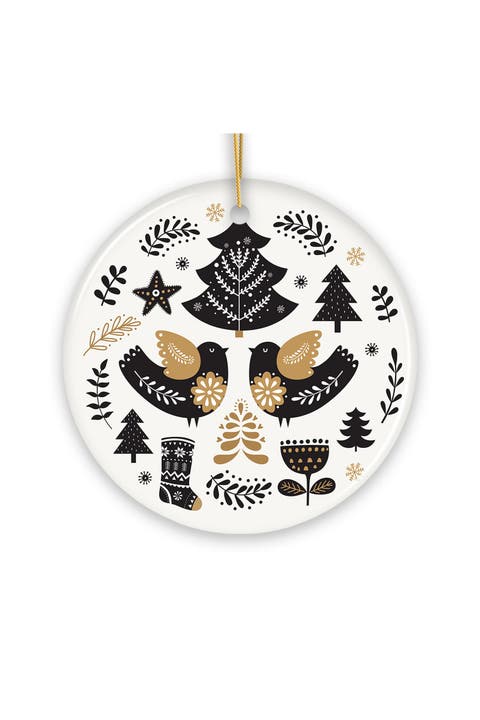 Nordic Folk Birds And Evergreens Ornament