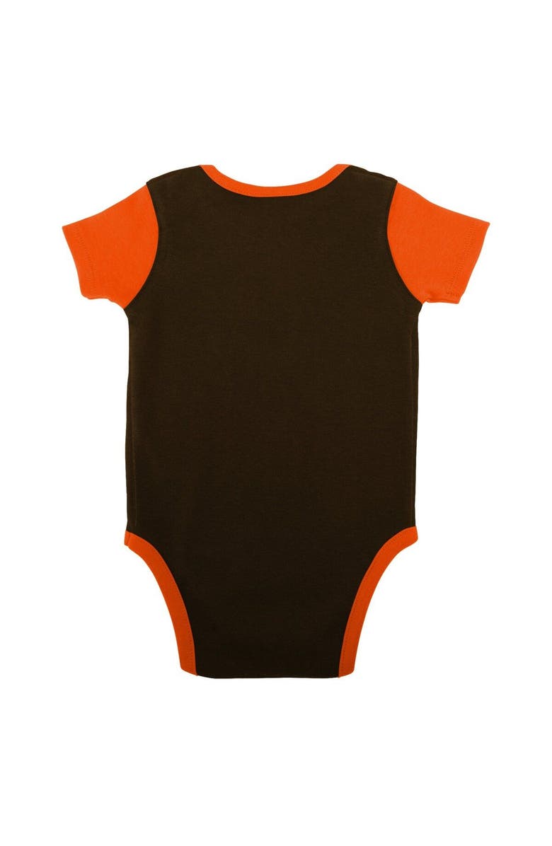 Outerstuff Newborn & Infant Brown/Orange Cleveland Browns Home Field Advantage Three-Piece Bodysuit, Bib & Booties Set, Alternate, color, Brown