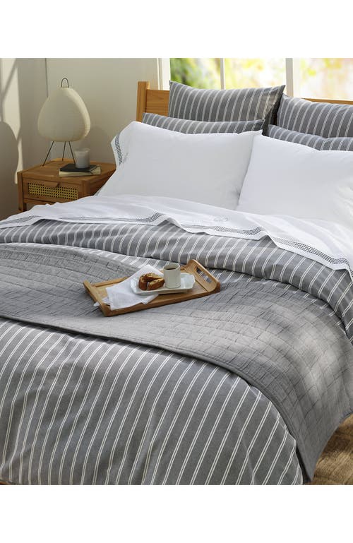 Lands' End Oxford Yarn Dyed Cotton Reversible Duvet Cover In Gray