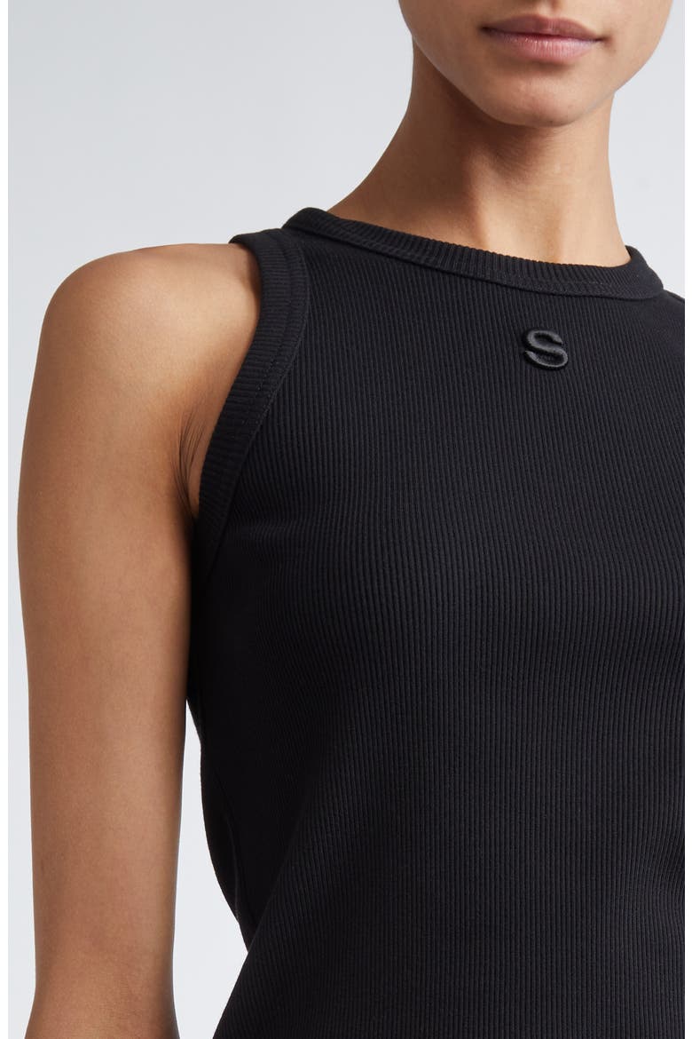 Embroidered Logo Rib Tank, Alternate, color, BLACK