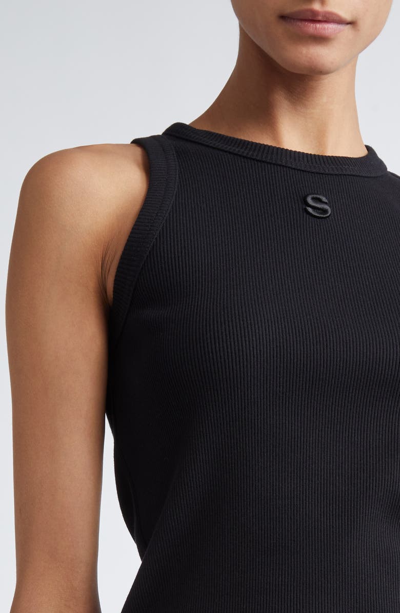 Sacai Embroidered Logo Rib Tank, Alternate, color, Black