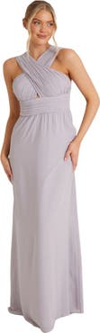 Six Stories Cross Neck Chiffon Bridesmaid Dress