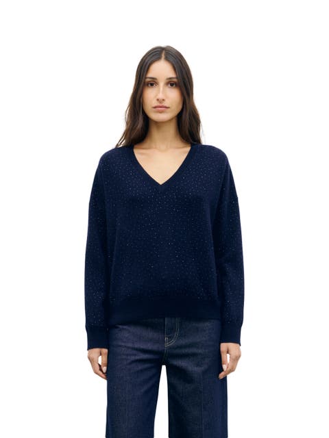 Reda V-Neck Rhinestone Jumper