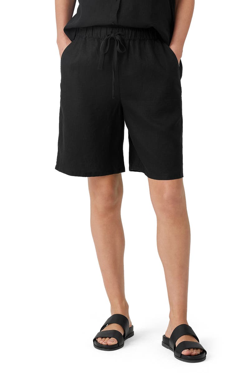 Eileen Fisher Drawstring Organic Linen Shorts, Main, color, 
