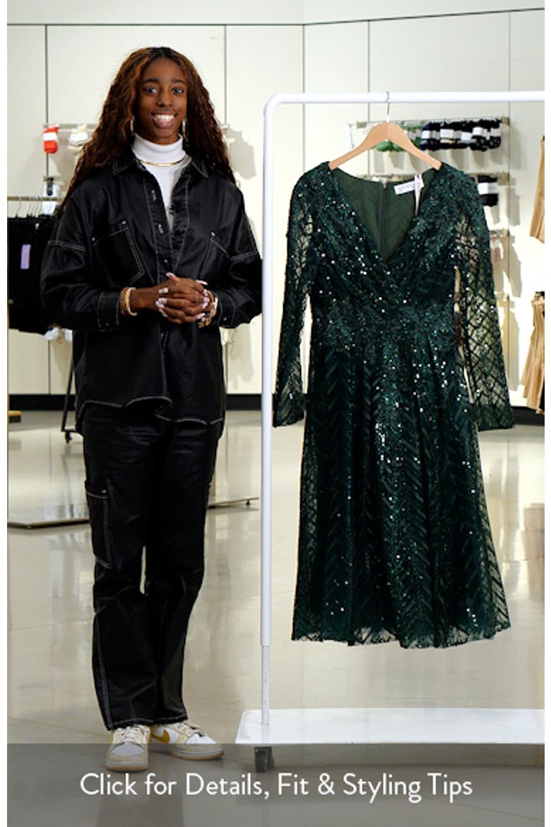 Embellished Long Sleeve Wrap Over Dress video