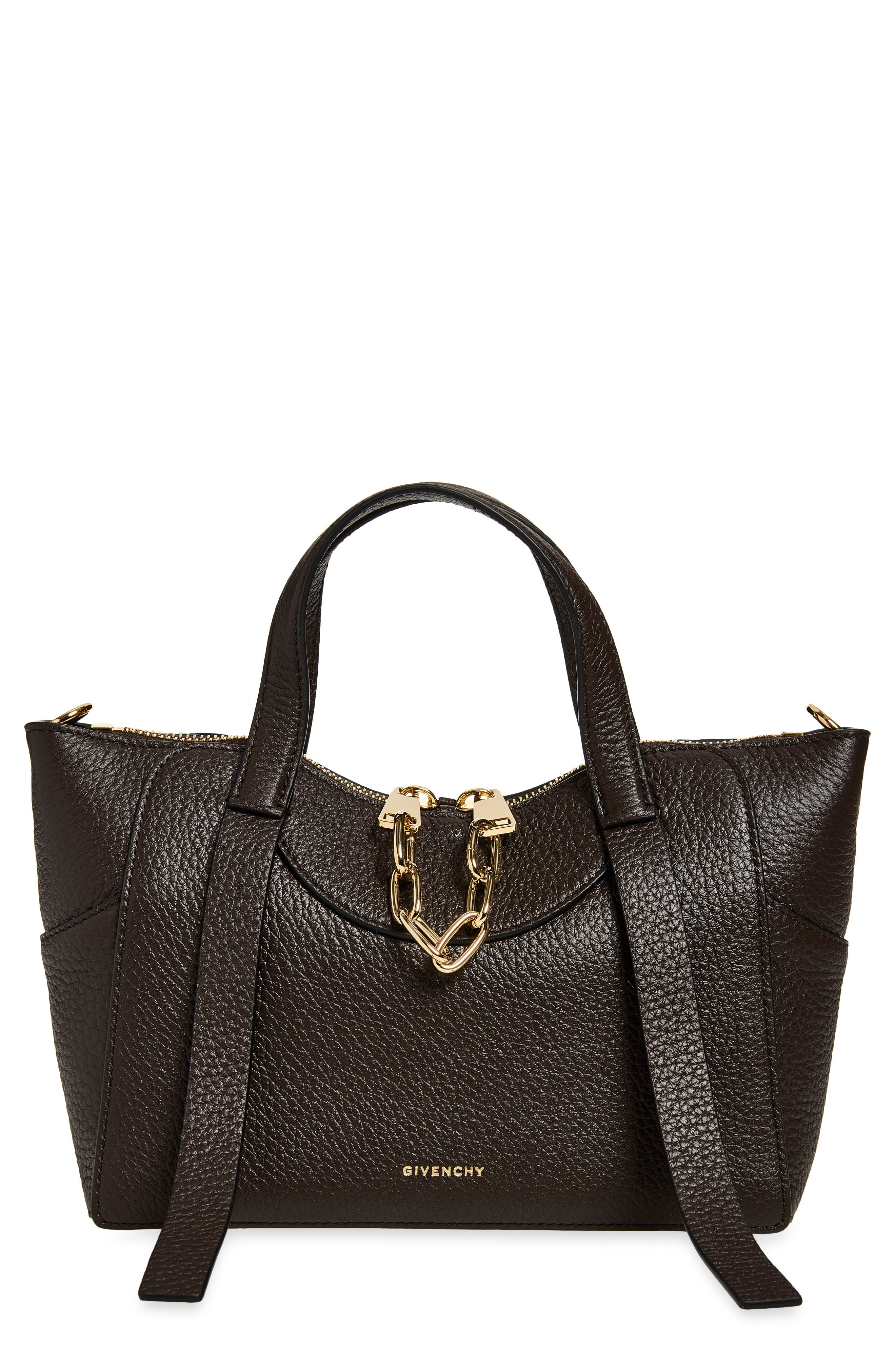 Small Snatch Chain Zip Handheld Bag, Main, color, CHOCOLATE