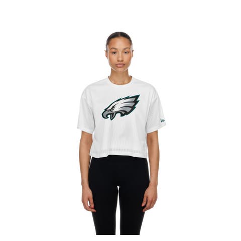 Women's New Era White Philadelphia Eagles Summer Mesh Cropped Boxy T-Shirt