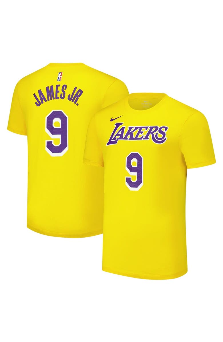 Nike Unisex Nike Bronny James Gold Los Angeles Lakers Name & Number T-Shirt, Main, color,