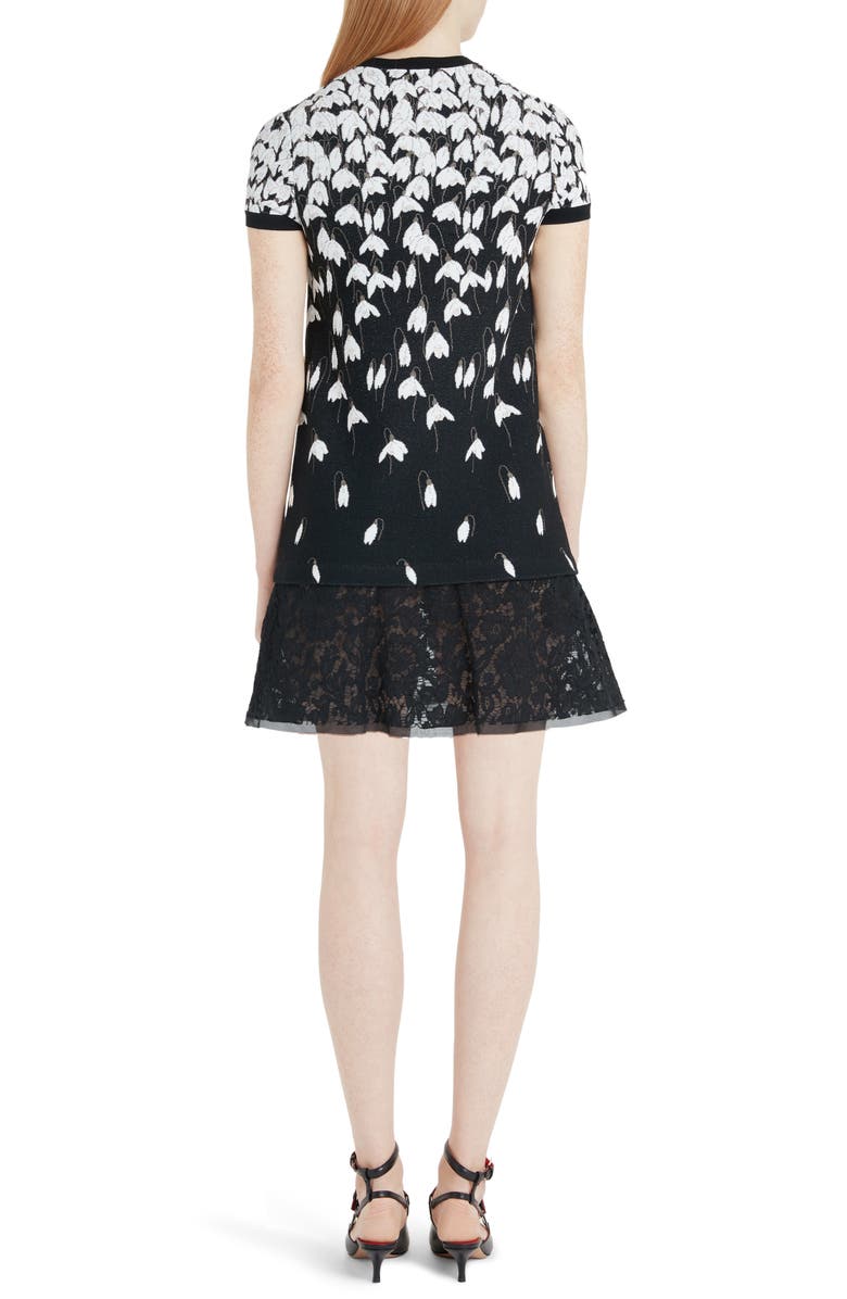 Valentino Bucaneve Lace Hem Jacquard Sweater Minidress, Alternate, color,