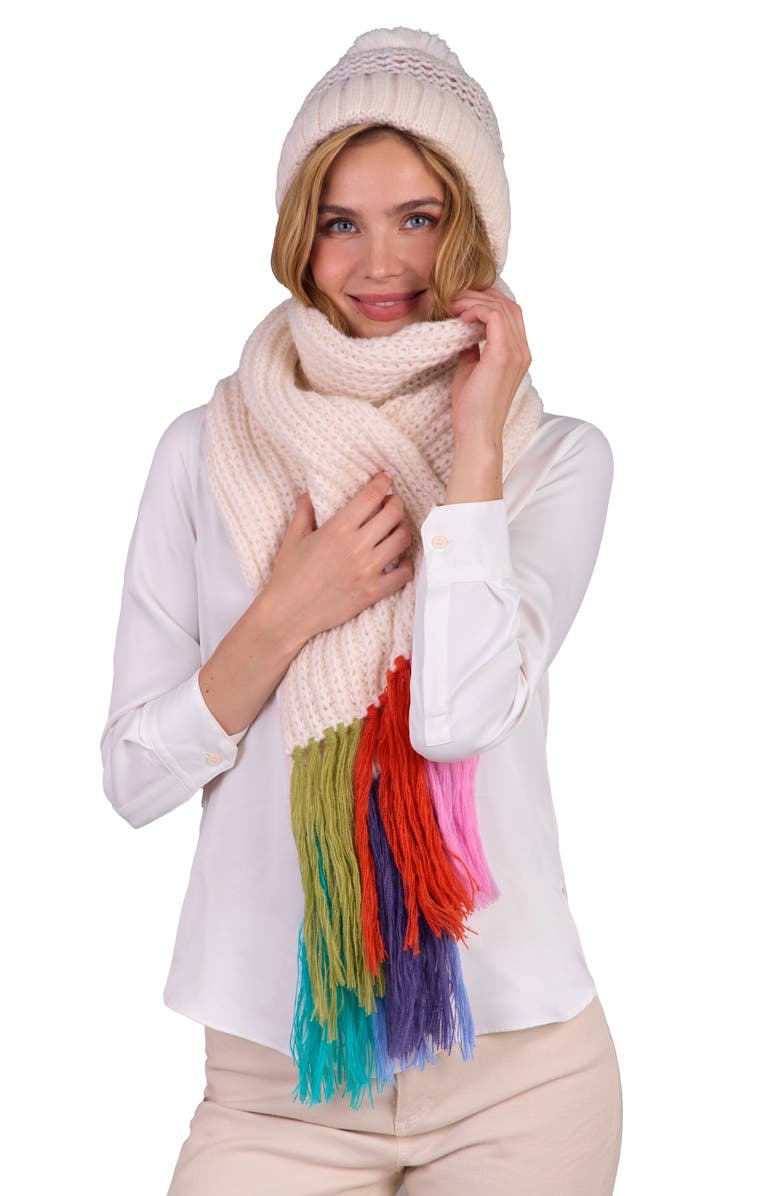 Rainbow Fringe Chunky Knit Scarf