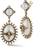 SPHERA MILANO Faux Pearl Bee Oval Drop Earrings