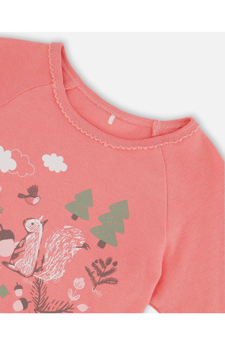 Deux par Deux Girl's Organic Cotton Two Piece Pajama Set Beige Mix Printed Squirrel, Alternate, color, Printed Squirrel