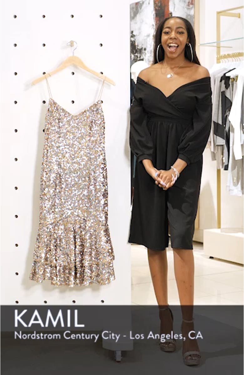 Ruffle Hem Sequin Cocktail Dress, sales video thumbnail