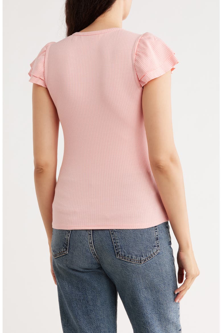 Cap Sleeve Rib Top, Alternate, color, AMBER PINK