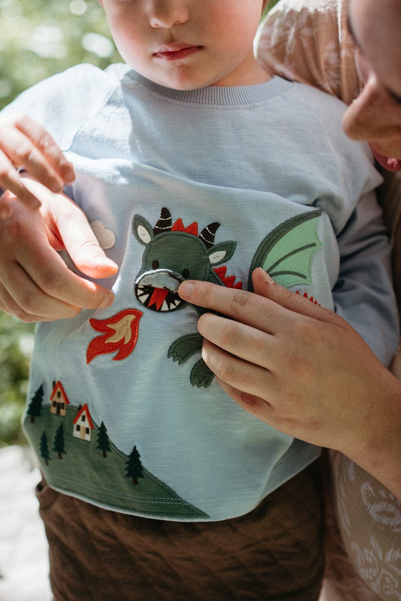 Dragon Tee & Cargo Pant Set, Alternate, color, Ice