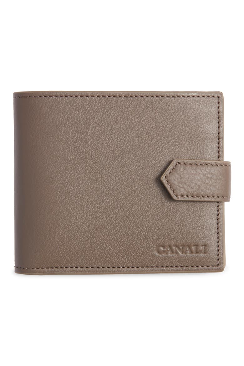 Tumbled Calfskin Billfold Wallet, Main, color, DARK BEIGE