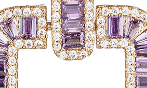 Eye Candy Los Angeles Sophie Cubic Zirconia Geometric Drop Earrings In Purple