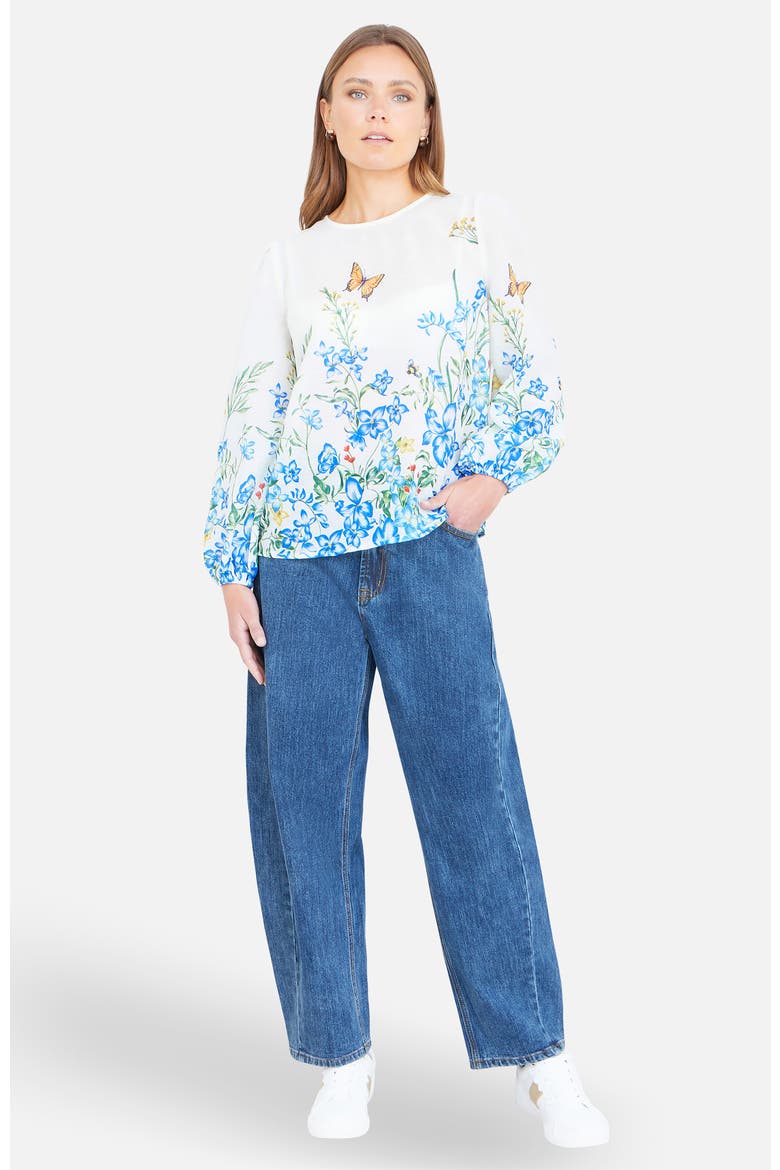 Butterfly Print Long Sleeve Top, Alternate, color, Ivory