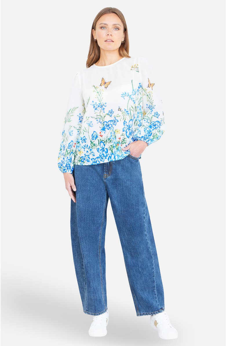 Yumi Butterfly Print Long Sleeve Top, Alternate, color, Ivory