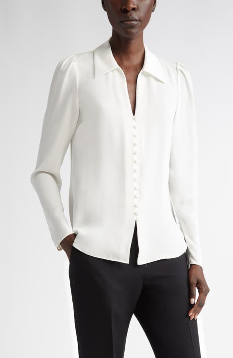 一回使用 import LAFAYETTE 148のシルクのブラウス (M位)