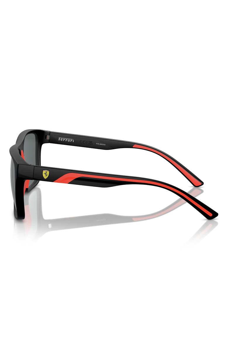 Scuderia Ferrari 59mm Polarized Square Sunglasses, Alternate, color, Matte Black