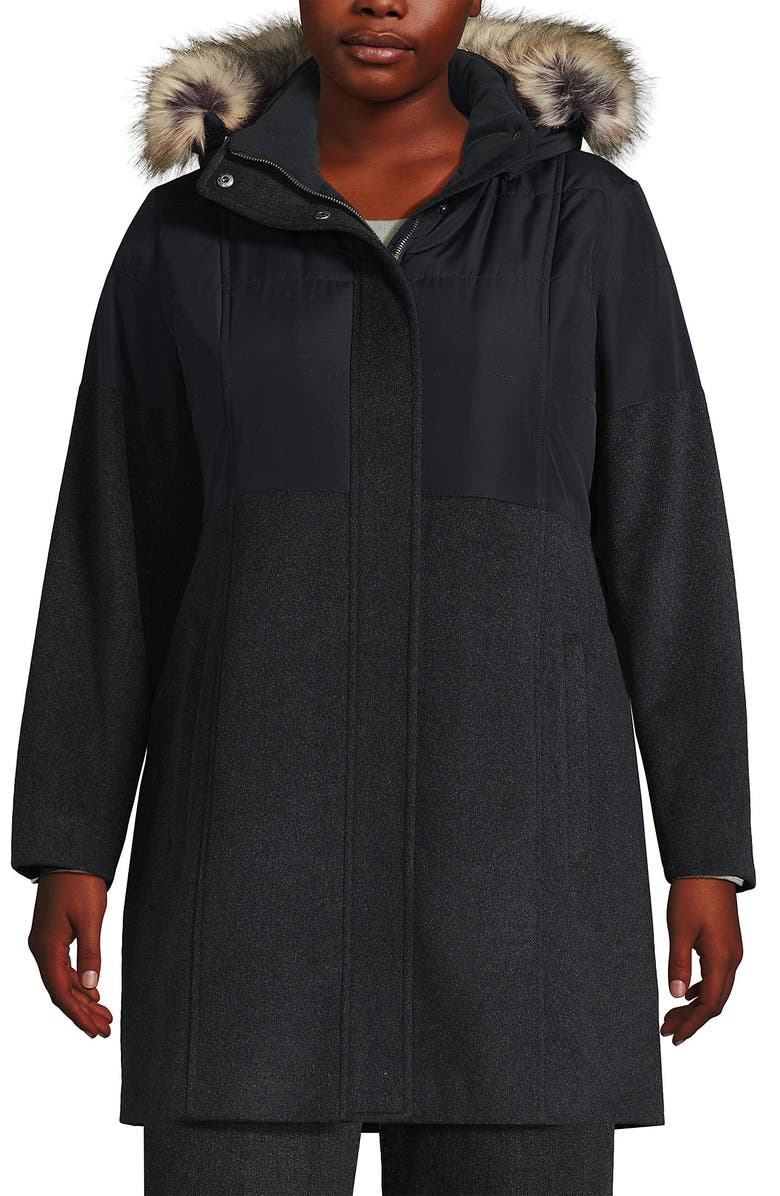 Lands' End Wool Hybrid Coat, Main, color, 