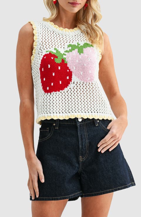 Strawberry Knit Sleeveless Top