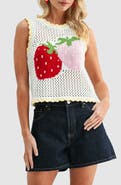 All in Favor Strawberry Knit Sleeveless Top