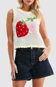 All in Favor Strawberry Knit Sleeveless Top