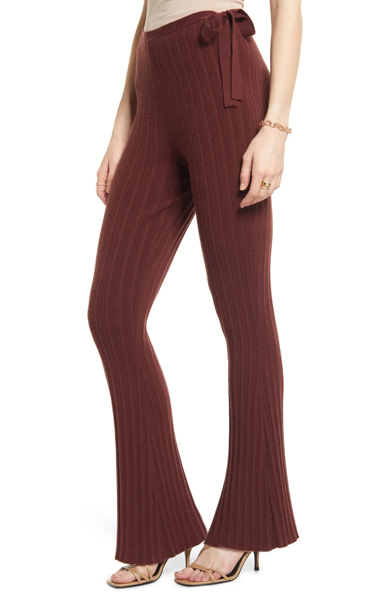 Open Edit Ribbed Side-Tie Knit Pants, Alternate, color,