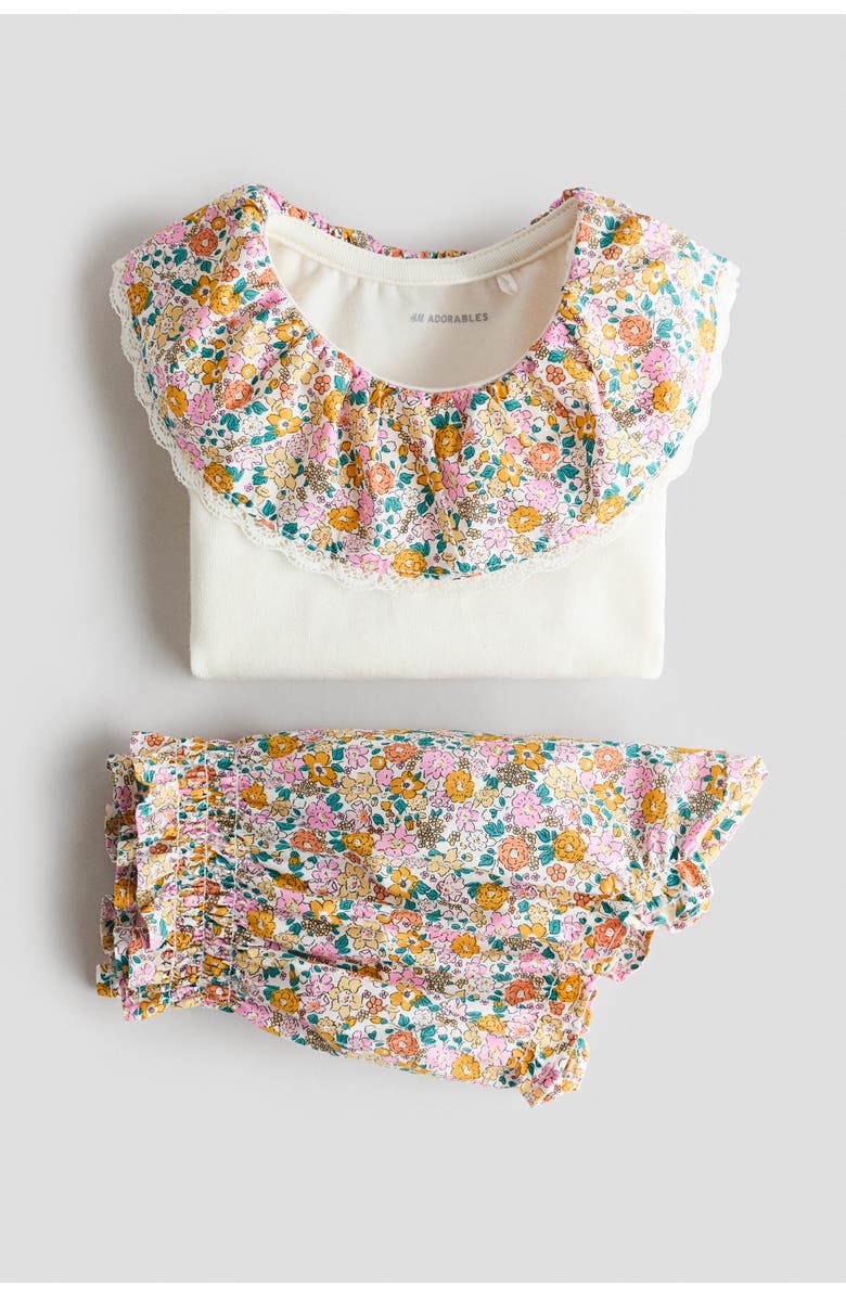 H&M 2-piece bodysuit and bloomers set, Alternate, color, White/Floral
