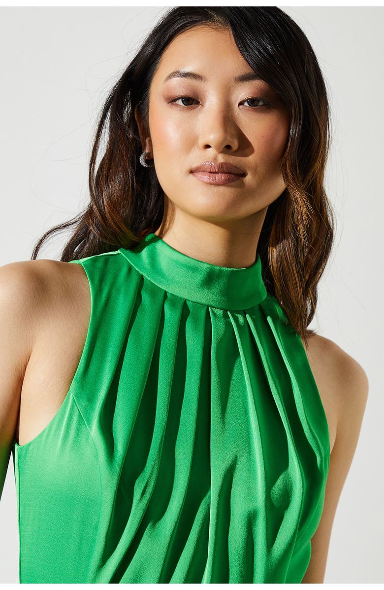 Coast Sleeveless Ruffle Satin Dress, Alternate, color, Green