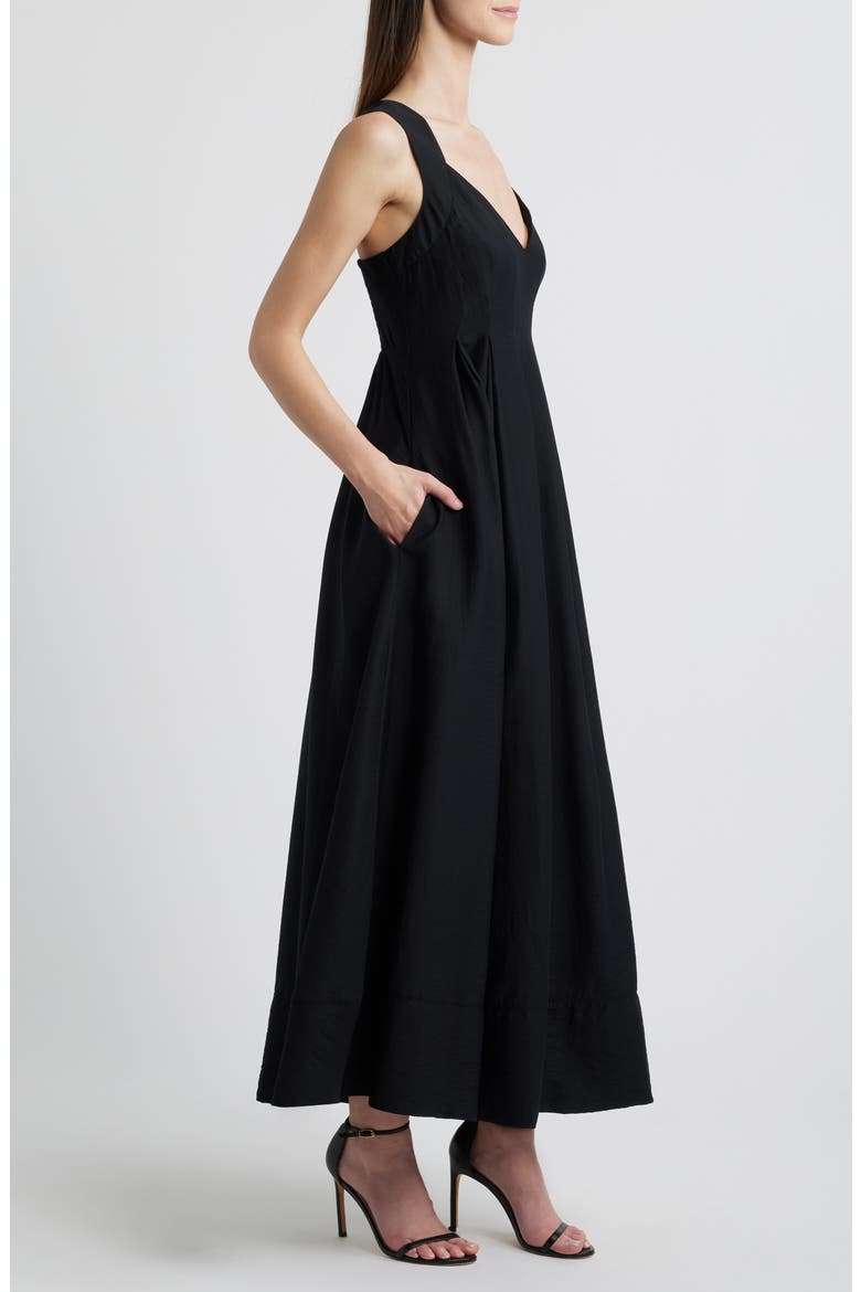 Pleated Maxi Sundress, Alternate, color, BLACK