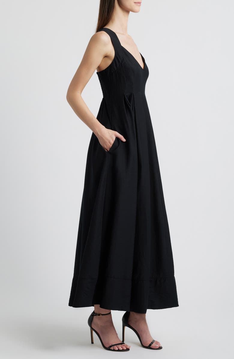 Chelsea28 Pleated Maxi Sundress, Alternate, color, Black