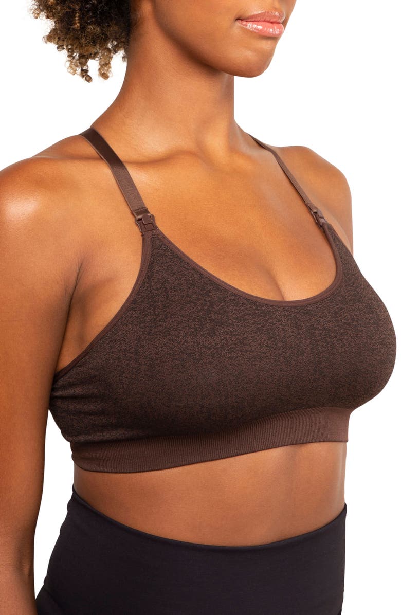 Modern Eternity Seamless Nursing Sports Bra, Alternate, color, Chocolate Jacquard