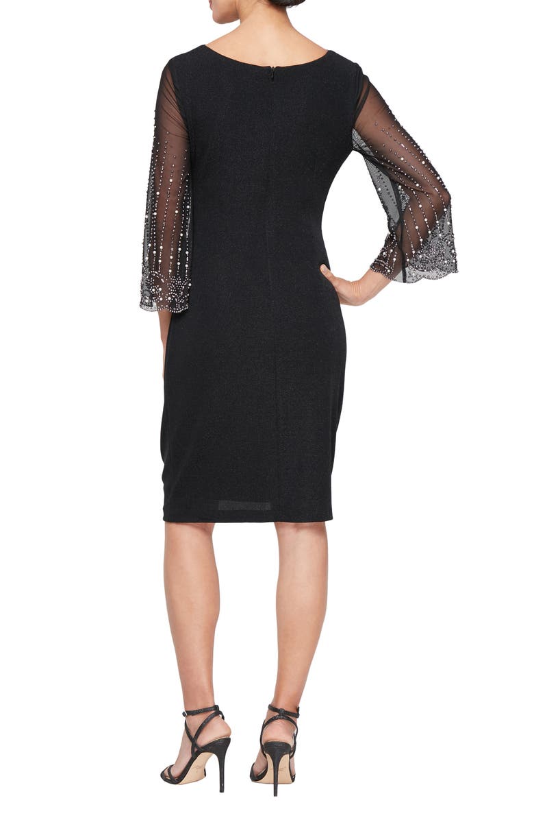 Alex Evenings Cowl Neck Rhinestone Sleeve Sheath Cocktail Dress, Alternate, color,