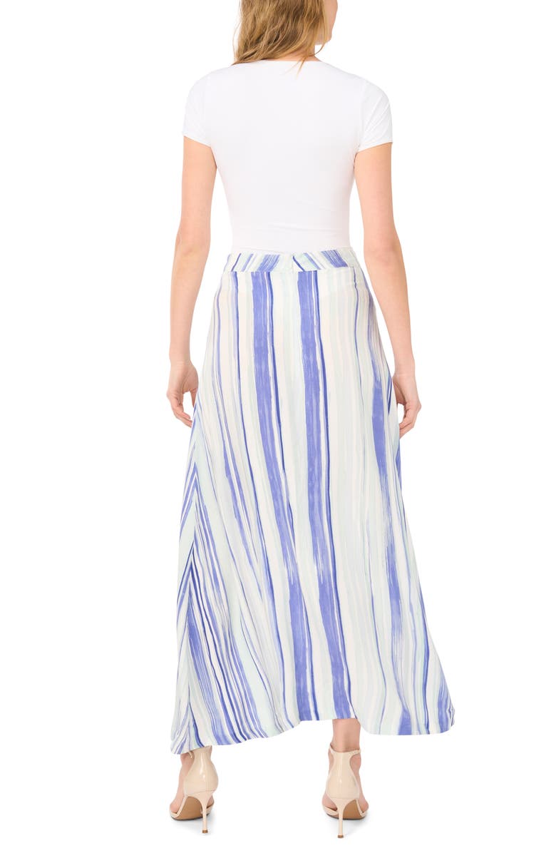 Vince Camuto Mixed Stripe Challis Skirt, Alternate, color, Ice Lagoon