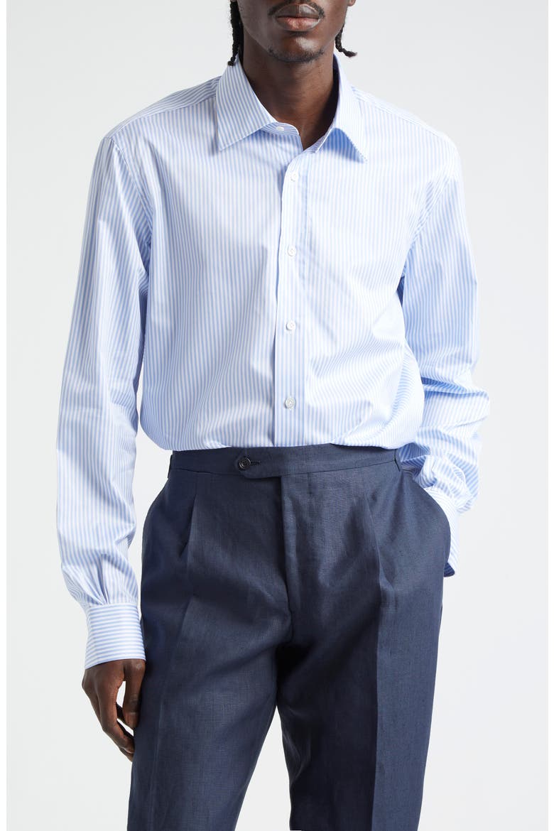 Stretch Poplin Button-Up Shirt, Main, color, SKY BLUE BENGAL