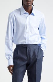 Thom Sweeney Stretch Poplin Button-Up Shirt
