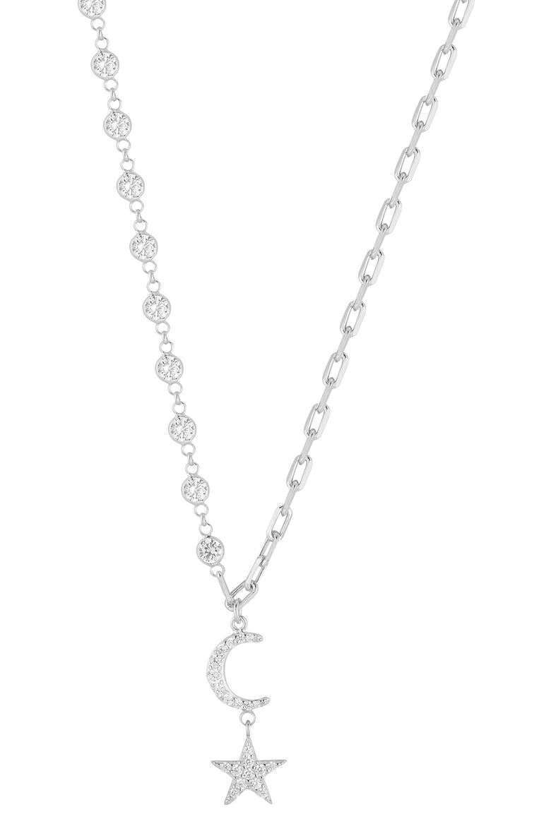 Cubic Zirconia Celestial Pendant Necklace, Main, color, SILVER
