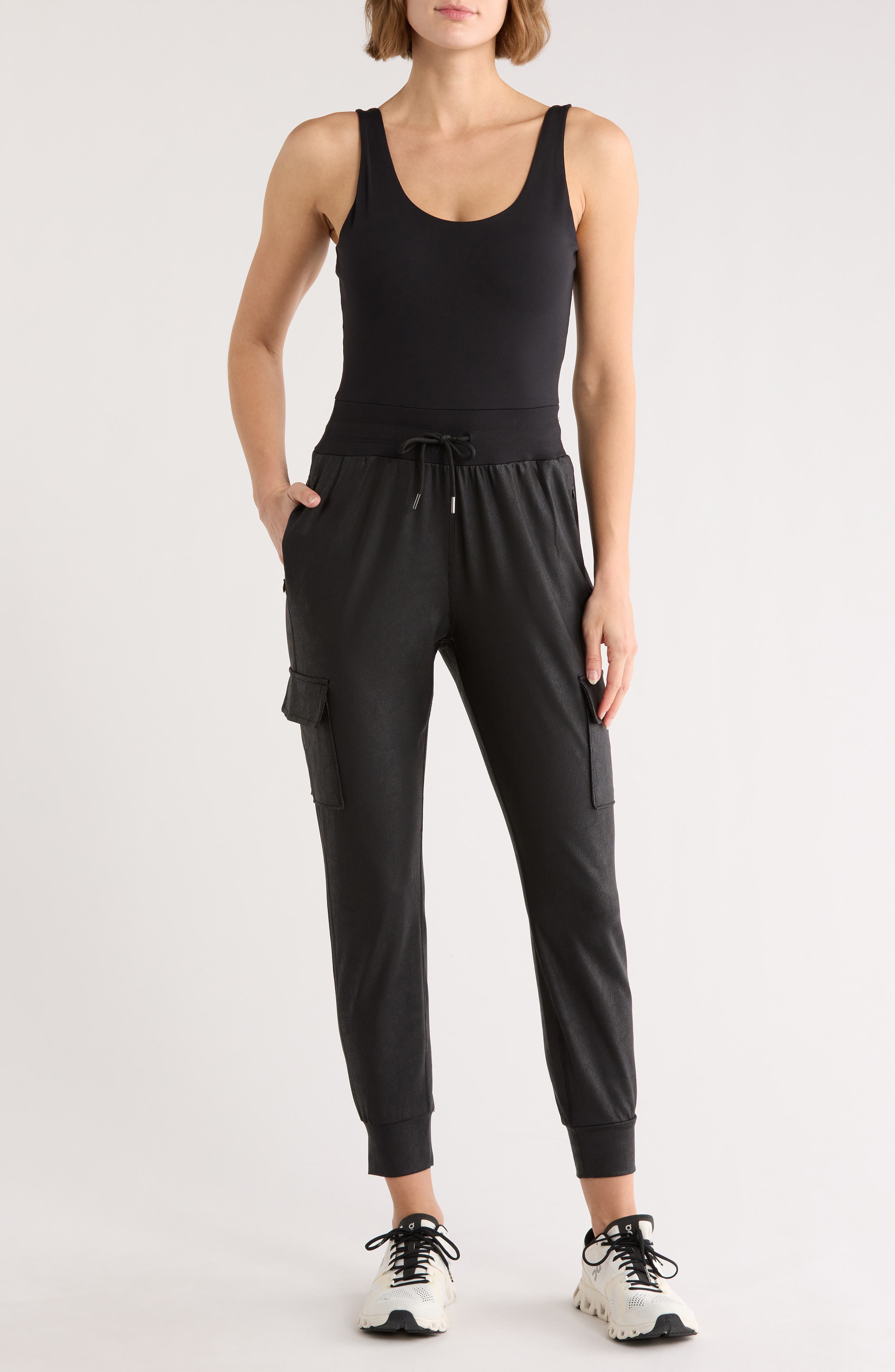 90 DEGREE BY REFLEX Emmy Mixed Media Cargo Jumpsuit