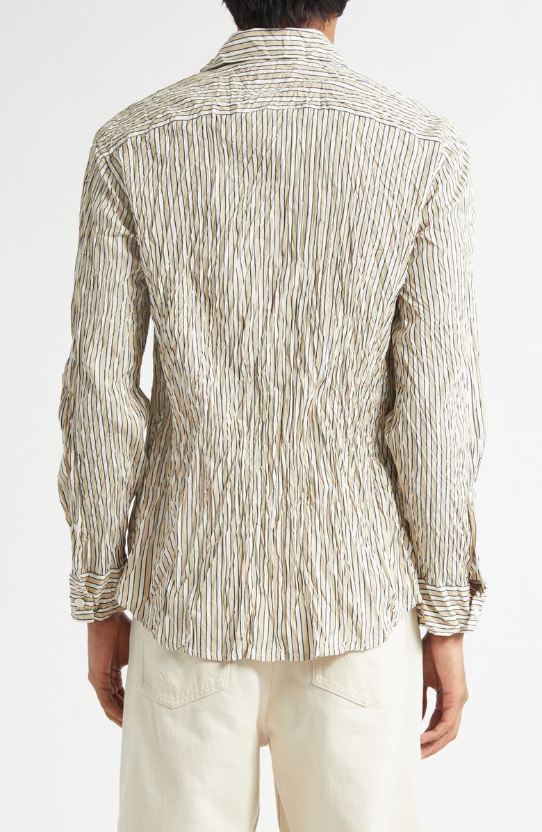 Bottega Veneta Crushed Technical Cotton Poplin Button-Up Shirt, Alternate, color, 8773 Beige/ White/ Black