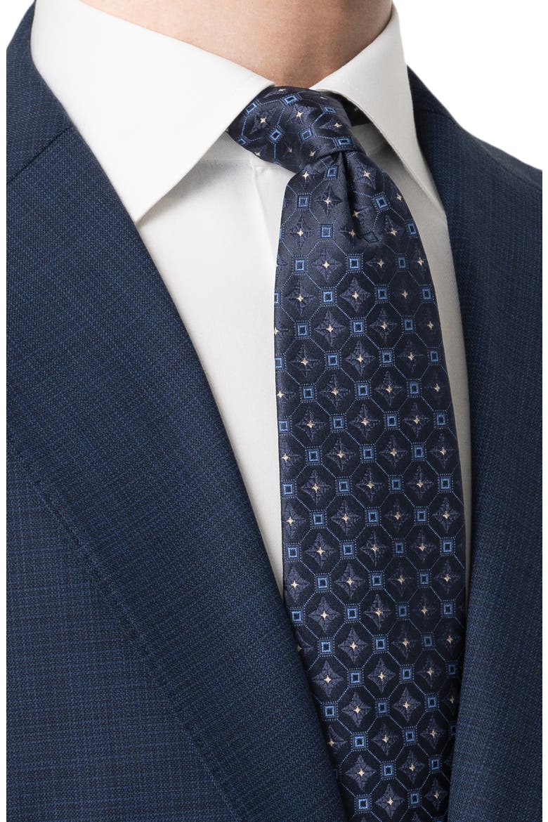 Medallion Woven Silk Tie, Alternate, color, NAVY
