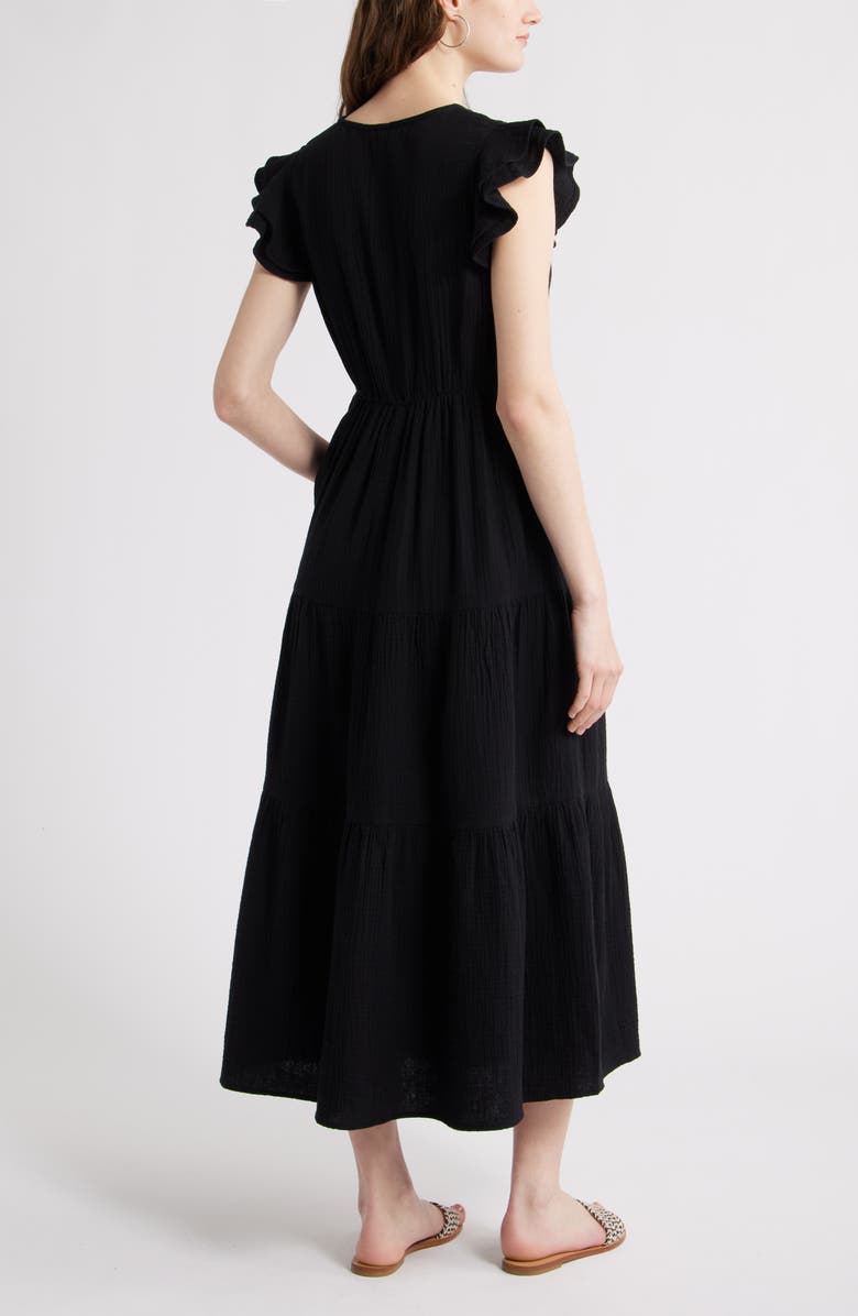 Caslon<sup>®</sup> V-Neck Ruffle Maxi Dress, Alternate, color, Black
