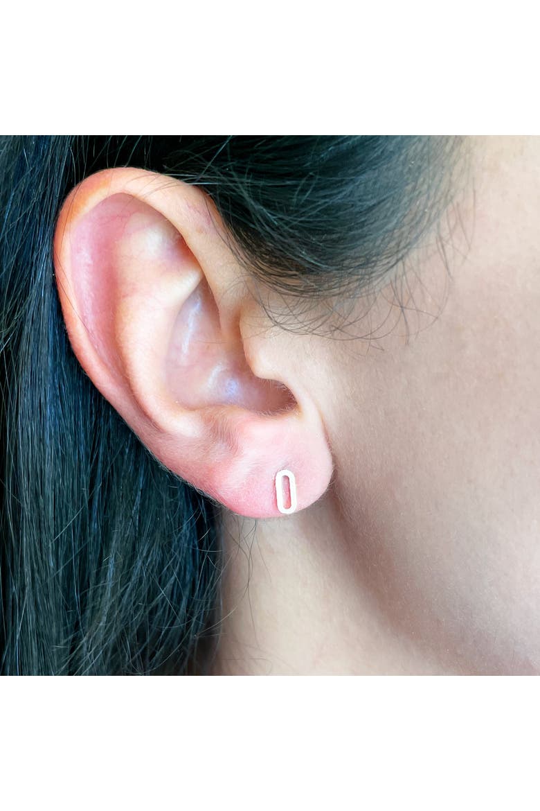 Single Paperclip Stud Earrings, Alternate, color, Yellow Gold