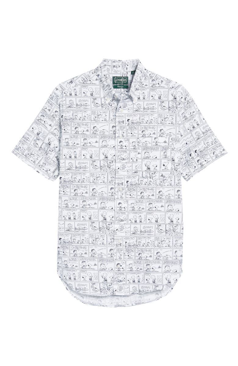 Gitman Peanuts Print Short Sleeve Sport Shirt, Main, color, 
